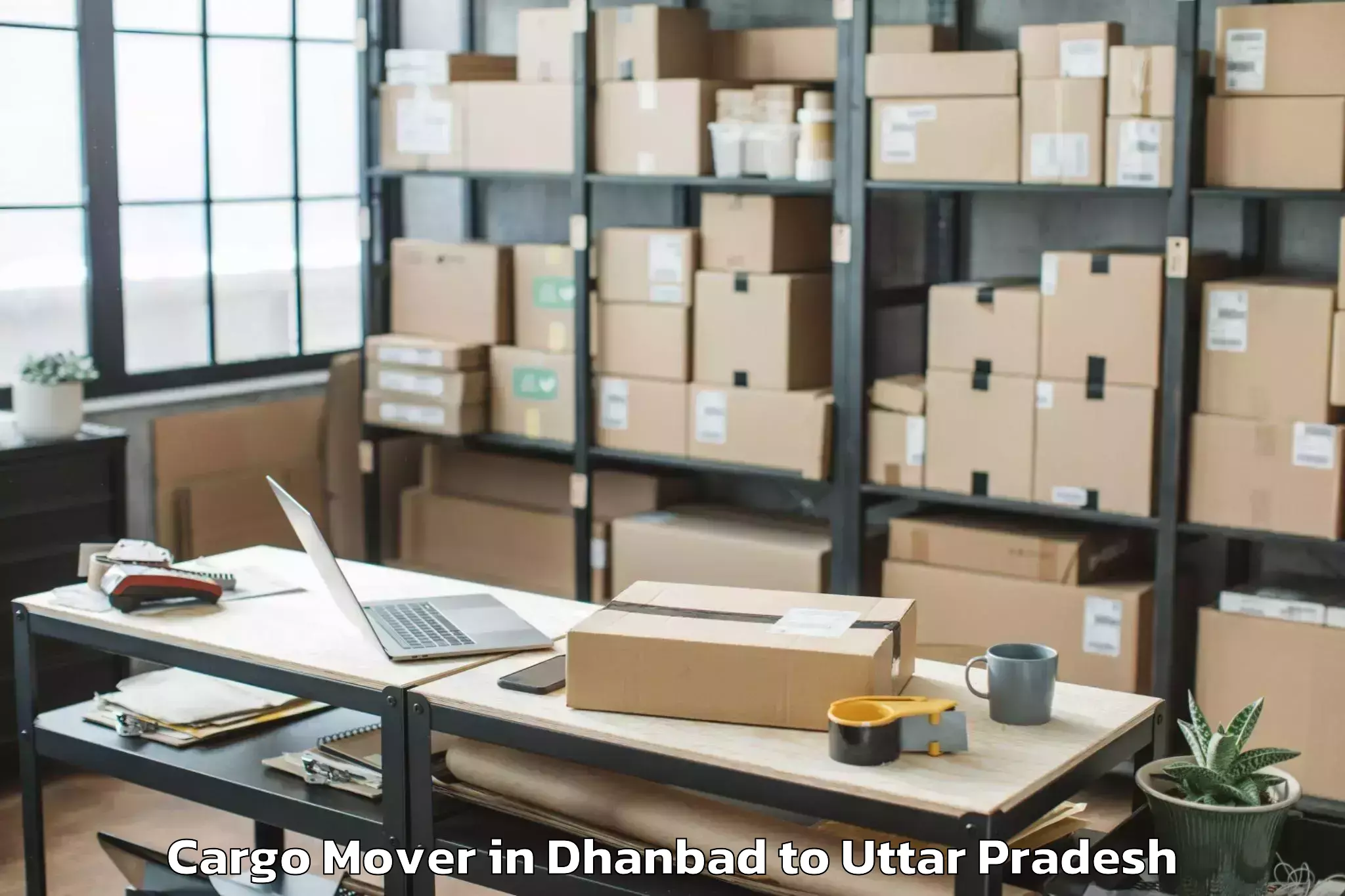 Book Dhanbad to Mahgawan Cargo Mover Online